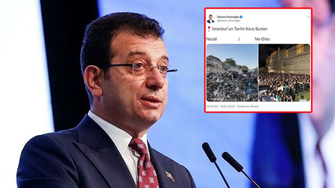 Ekrem İmamoğlu restorasyon yapılan tarihi surların eski ve yeni halini paylaştı