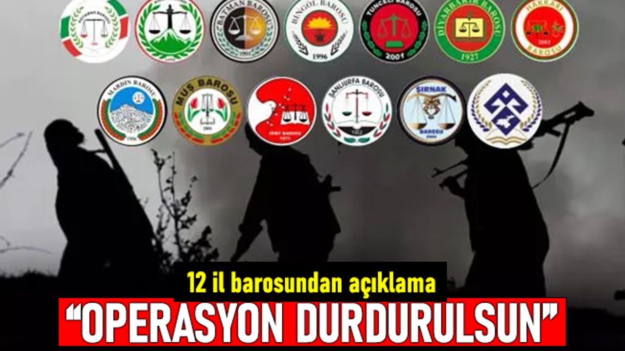 Doğudaki 12 il barosundan açıklama: Operasyonlar sürerse can kaybı artacak