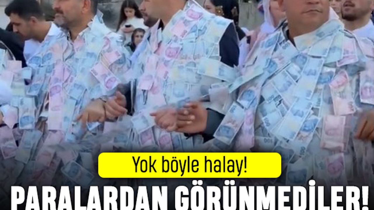 Ultra zengin düğün: Halay çekenler üstündeki paralardan görünmedi