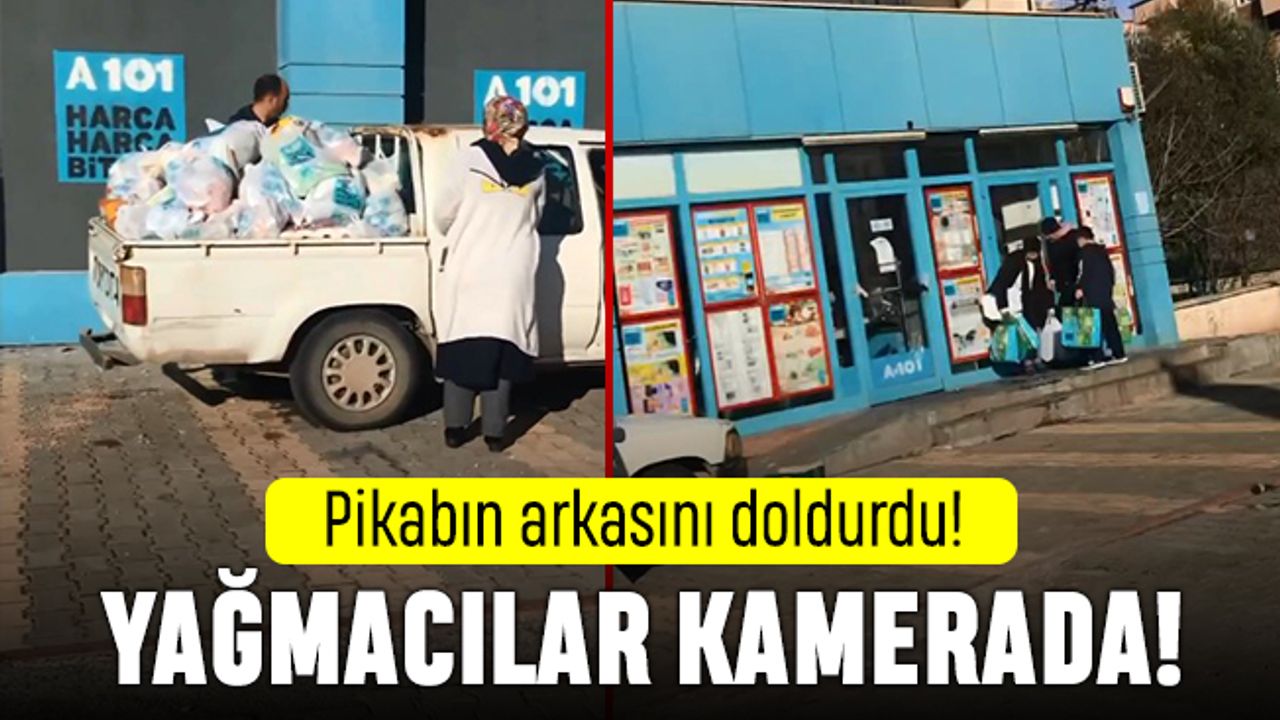 Pikabın arkasını doldurdu: A101 yağmacıları kamerada