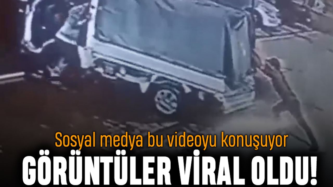 İki kişinin aynı anda ittiği kamyonet videosu viral oldu