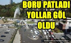 Boru patladı yollar göle döndü