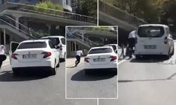 Kadıköy'de trafikte yol verme kavgası! Araçtan inip camı yumrukladı, peşinden koştu