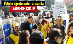 İş bırakan öğretmenler ile polis arasında arbede çıktı