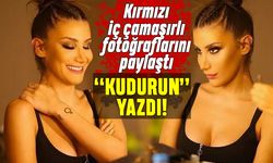 İrem Derici kırmızı iç çamaşırlı fotoğraflarını paylaştı: Kudurun!