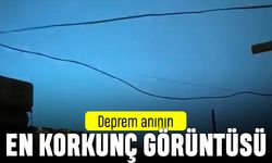 Deprem anının en korkunç görüntüsü; Şimşekler ile gürültü
