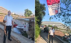 500 yıllık köprüye çıktı, yay ve okla pankart astı!