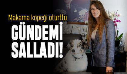 Makamına köpeğini oturtan Çeşme Belediye Başkanı Lal Denizli