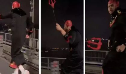 Köprüde şeytan kılığında koşan adamın sırrı ortaya çıktı