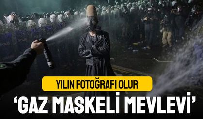 Yılın fotoğrafı olur; Gaz maskeli Mevleviye biber gazı