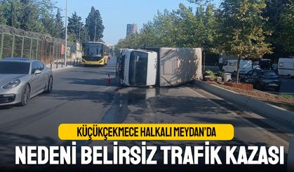 Küçükçekmece Halkalı Meydan’da Nedeni Belirsiz Trafik Kazası