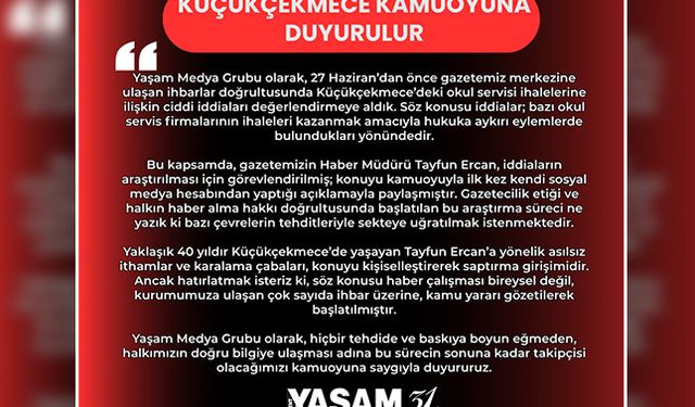 KÜÇÜKÇEKMECE KAMUOYUNA DUYURULUR