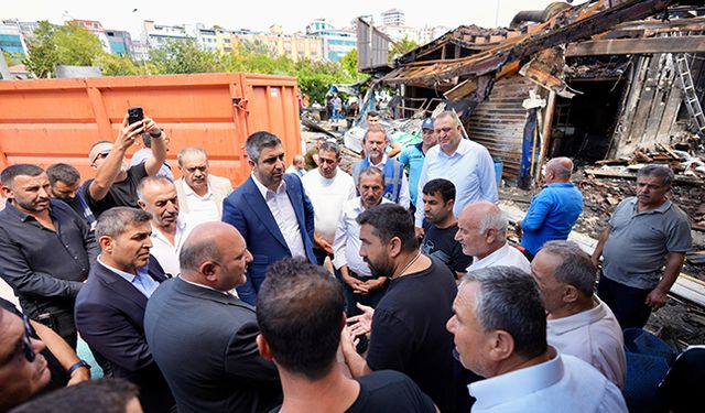 Başkan Yüksel yangın sonrası Balıkçılar Çarşısı’nda
