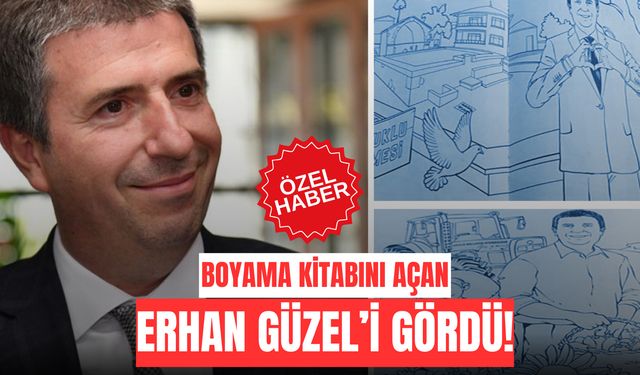 Boyama kitabını açan Erhan Güzel’i gördü