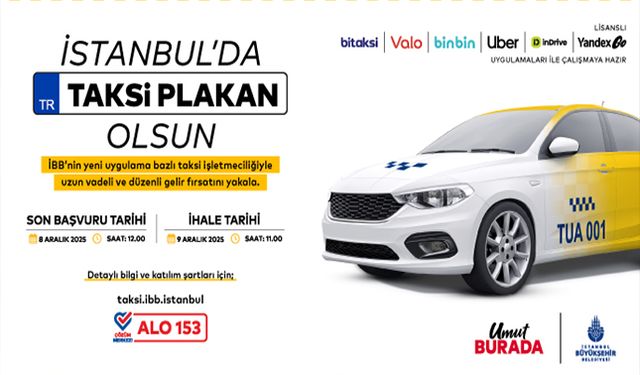 İstanbul'da Uygulama Bazlı Taksi beşinci ihalesi 9 Aralık'ta