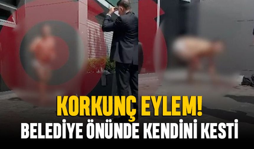 Eylem yapan vatandaş Çankaya Belediyesi önünde kendini kesti