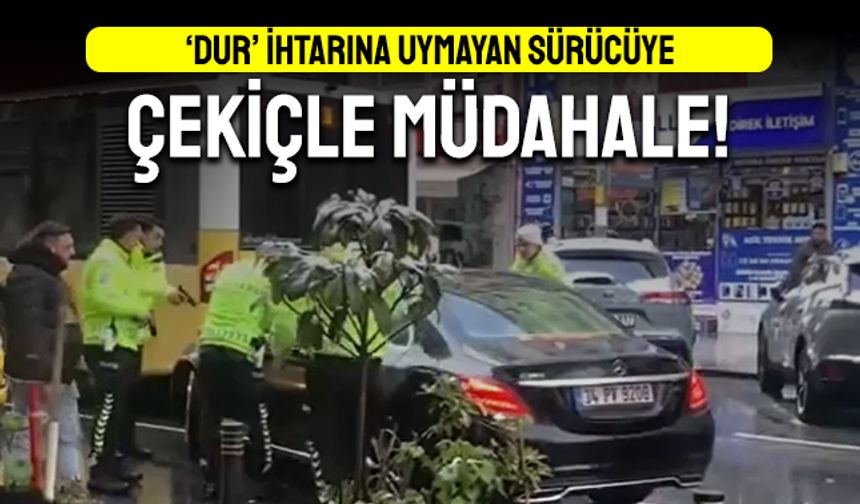 Ortaköy’de ‘Dur İhtarına’ uymayan araca çekiçli müdahale!