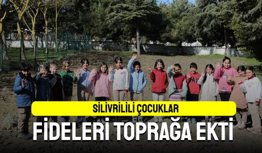 Silivrilili çocuklar, fideleri toprağa ekti