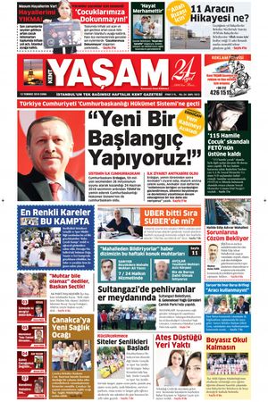 Kent Yaşam Gazetesi - 13.07.2018 Manşeti