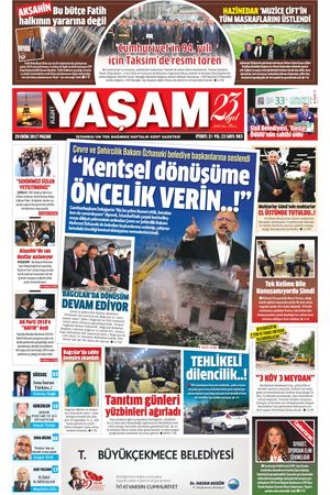 Kent Yaşam Gazetesi - 29.10.2017 Manşeti