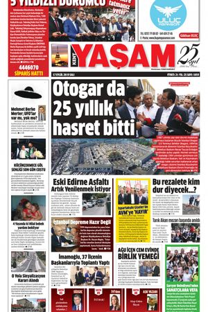 Kent Yaşam Gazetesi - 23.09.2019 Manşeti