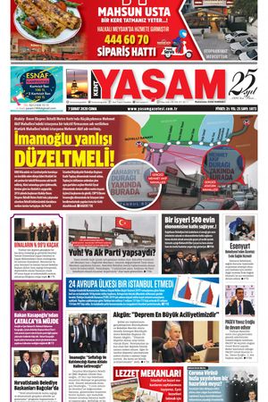 Kent Yaşam Gazetesi - 07.02.2020 Manşeti