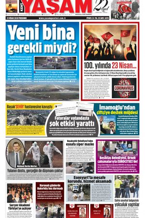 Kent Yaşam Gazetesi - 23.04.2020 Manşeti