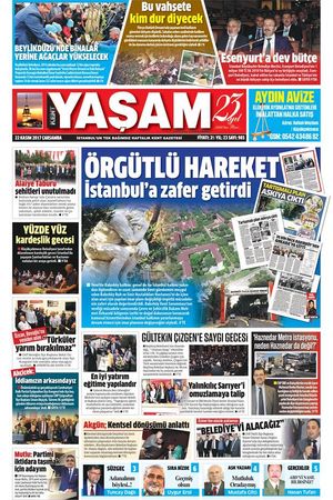 Kent Yaşam Gazetesi - 22.11.2017 Manşeti