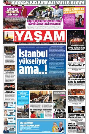 Kent Yaşam Gazetesi - 08.09.2016 Manşeti