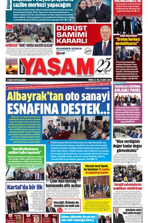 Kent Yaşam Gazetesi - 13.03.2019 Manşeti