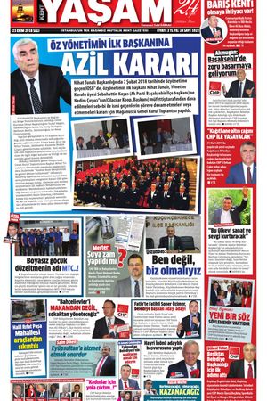 Kent Yaşam Gazetesi - 23.10.2018 Manşeti