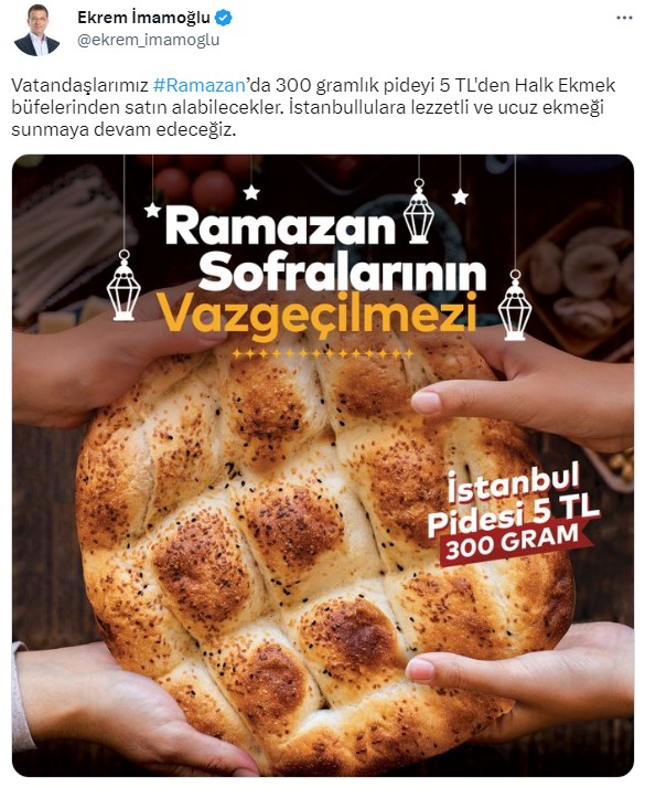 ekrem imamoğlu halk ekmek ramazan pidesi fiyatı