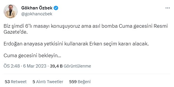 gökhan özbek erdoğan erken seçim