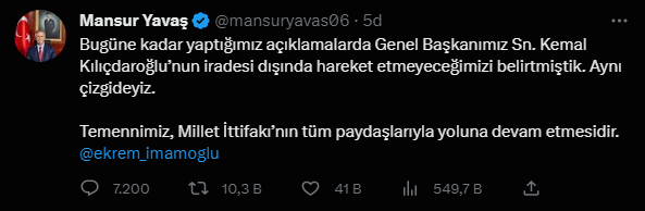 Mansur Yavaş tweet