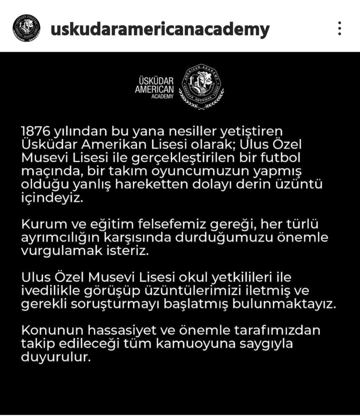 üsküdar amerikan lisesi yazılı açıklama